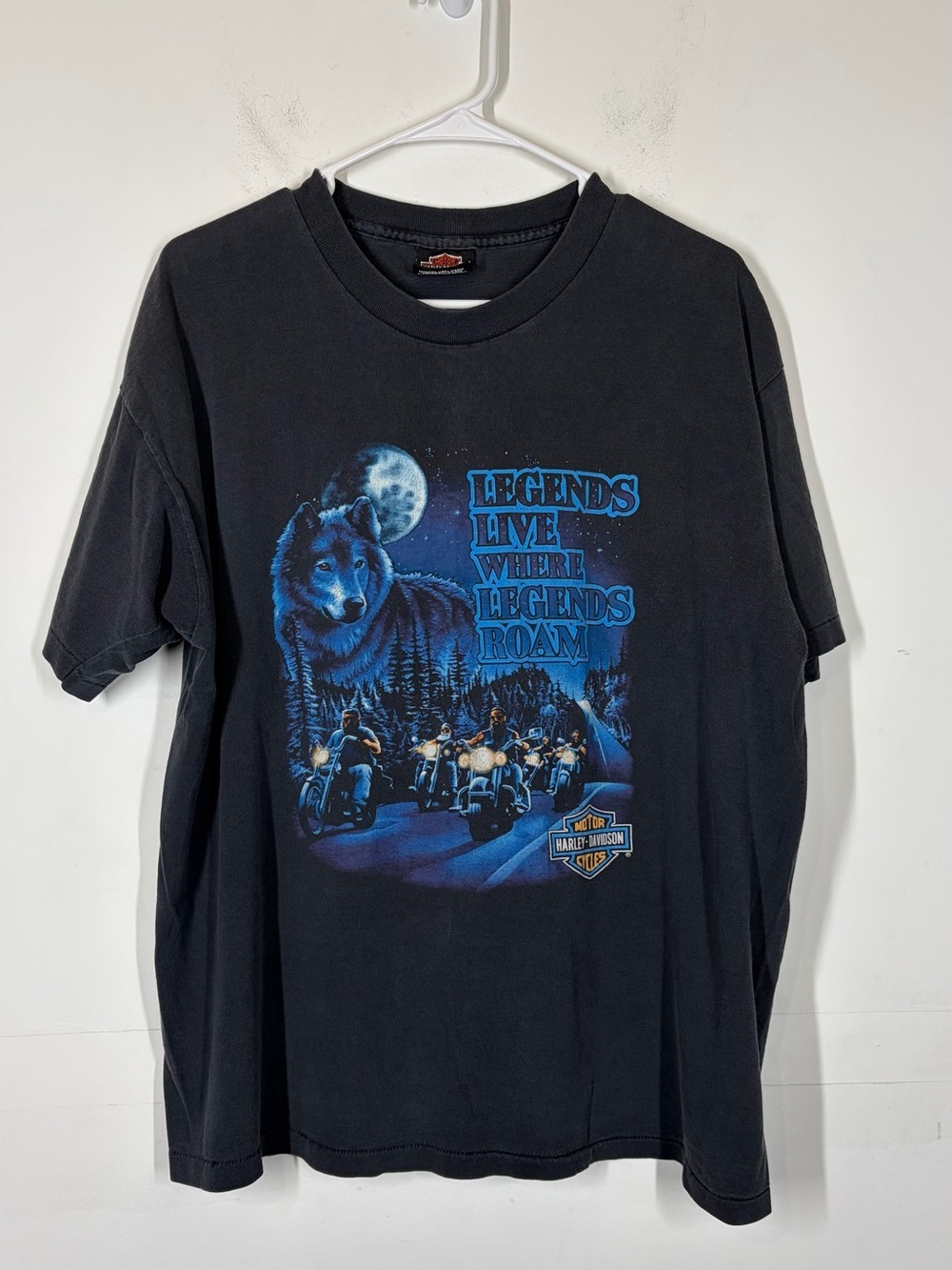 Vintage Harley Davidson Tee Legends Live Where Legends Roam Size XL